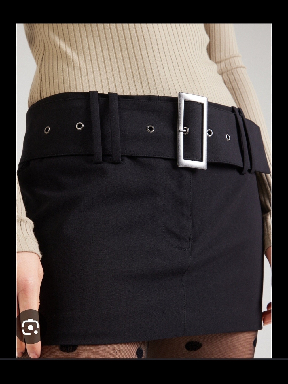 Monki Black Mini Skirt with Wide Buckle Belt